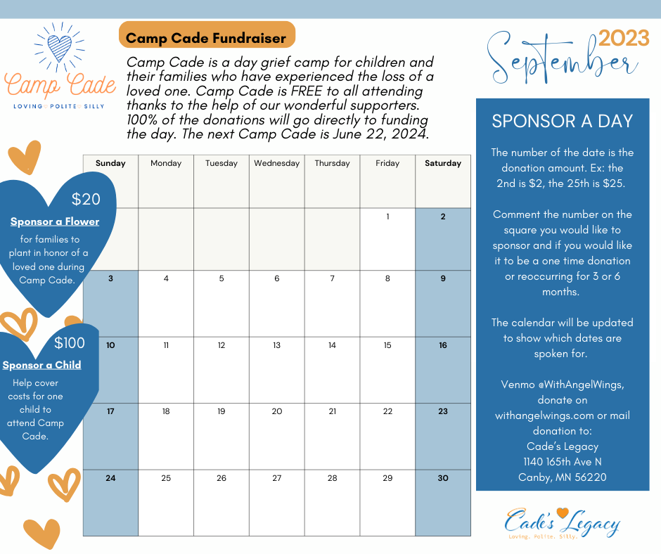Camp Cade Calendar Donation